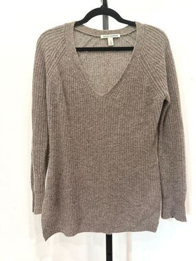 Autumn Cashmere Women's XS Taupe V-Neck Cashmere Sweater